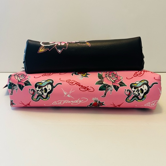 Ed Hardy 2 Piece Cosmetic Set Skull with Butterfly Wings Hearts Roses Snake Bird - Picture 6 of 12